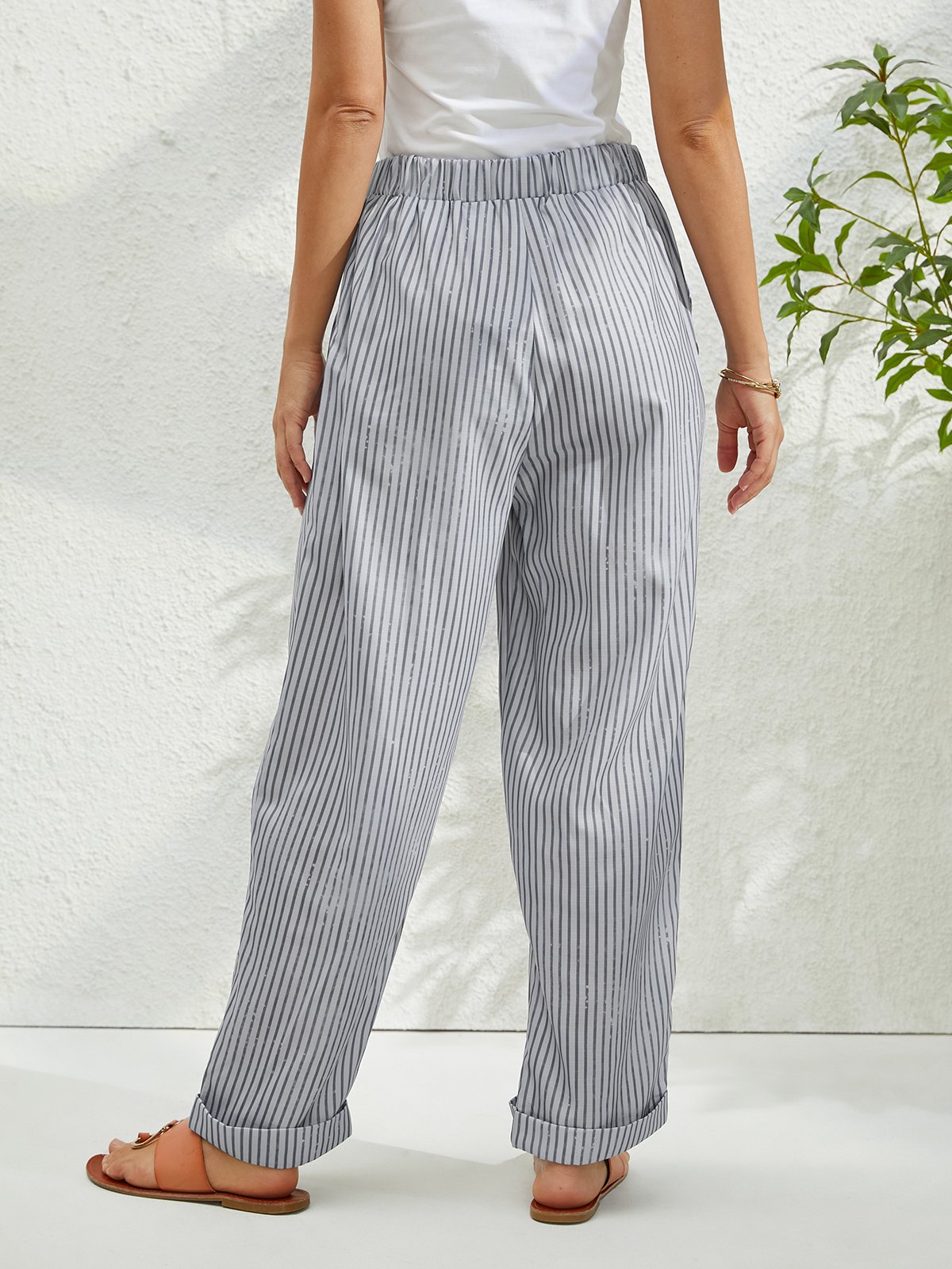 Polyester  Knäppt Klassisk Geometri Byxor
