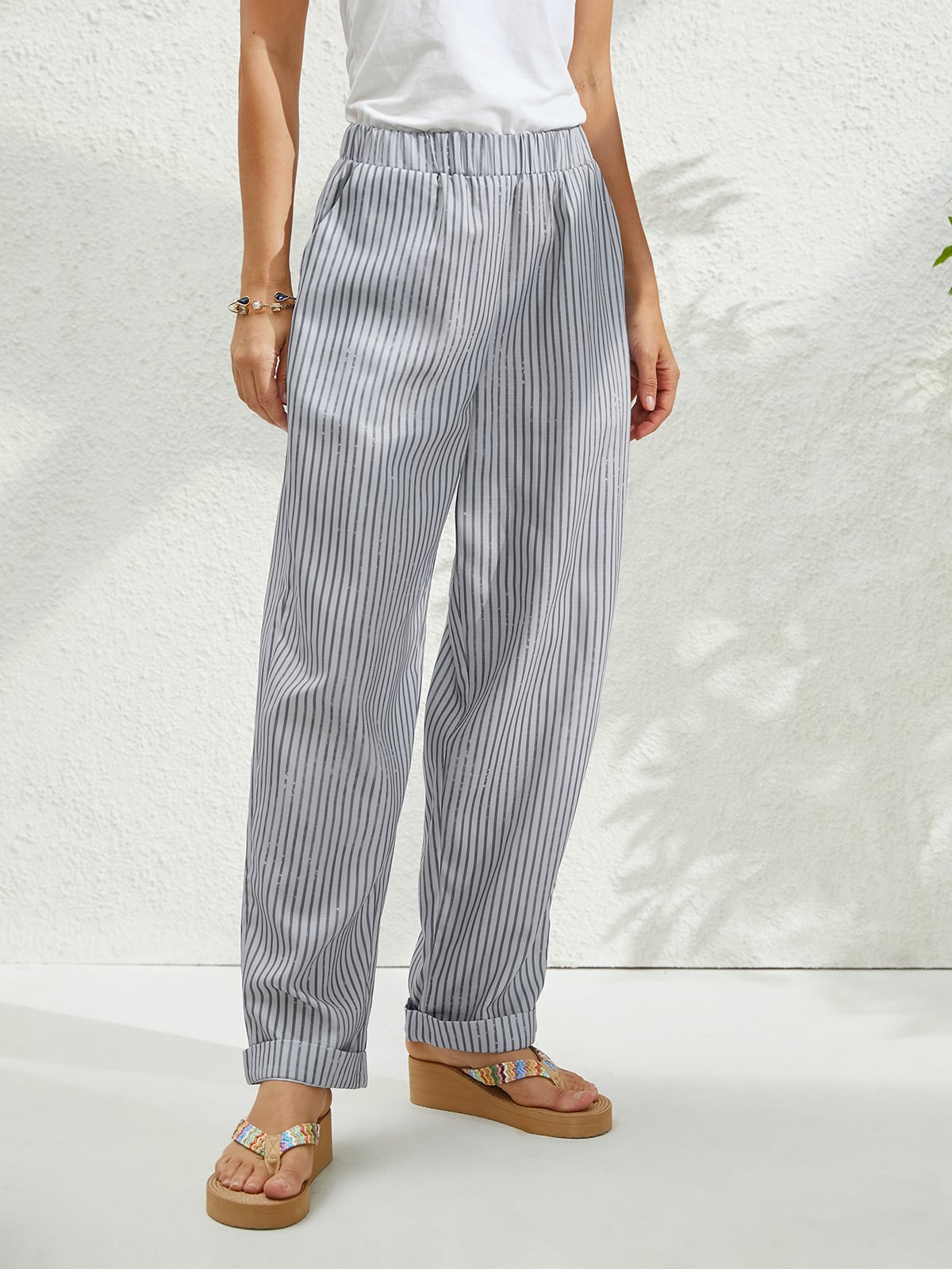 Polyester  Knäppt Klassisk Geometri Byxor