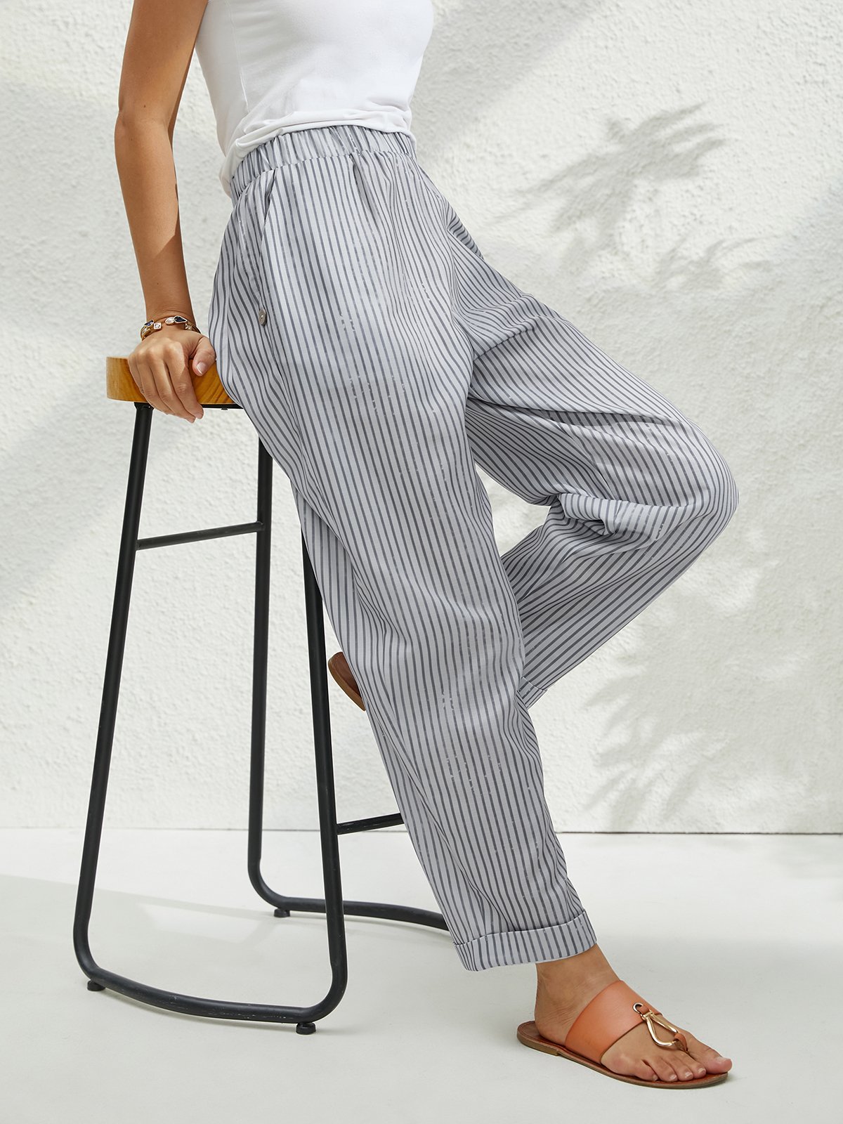 Polyester  Knäppt Klassisk Geometri Byxor