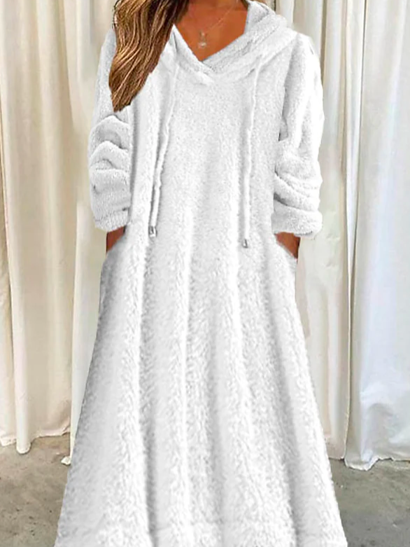 Lösa Ludd/granulär fleece Tyg Luvtröja Tillfällig Klänning
