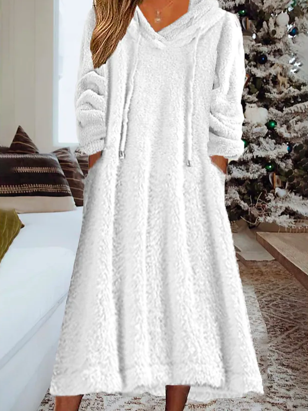 Lösa Ludd/granulär fleece Tyg Luvtröja Tillfällig Klänning