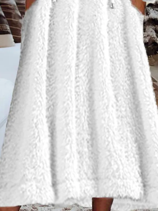 Lösa Ludd/granulär fleece Tyg Luvtröja Tillfällig Klänning