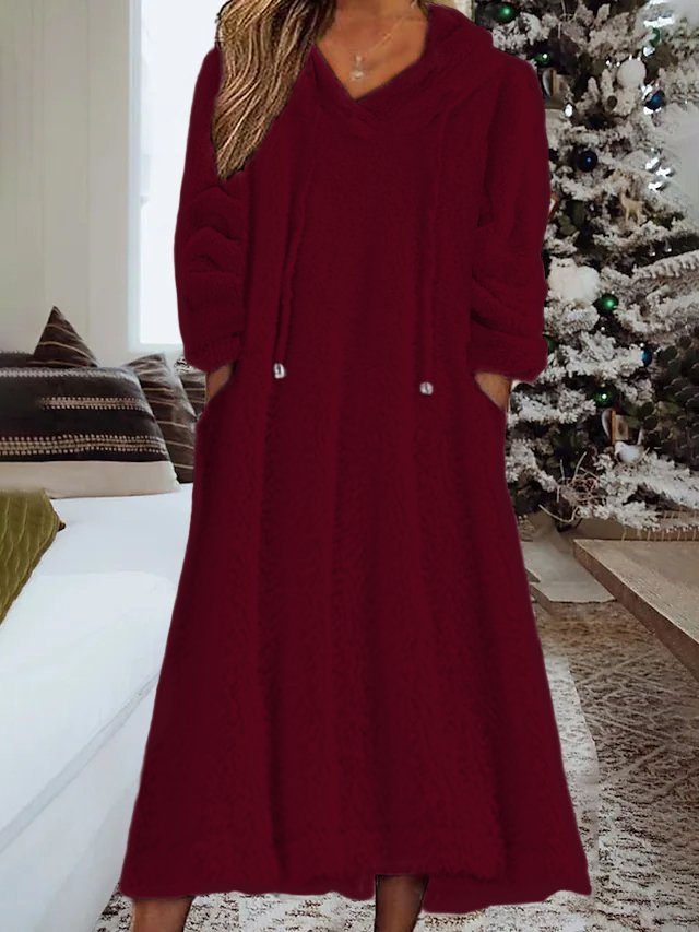 Lösa Ludd/granulär fleece Tyg Luvtröja Tillfällig Klänning