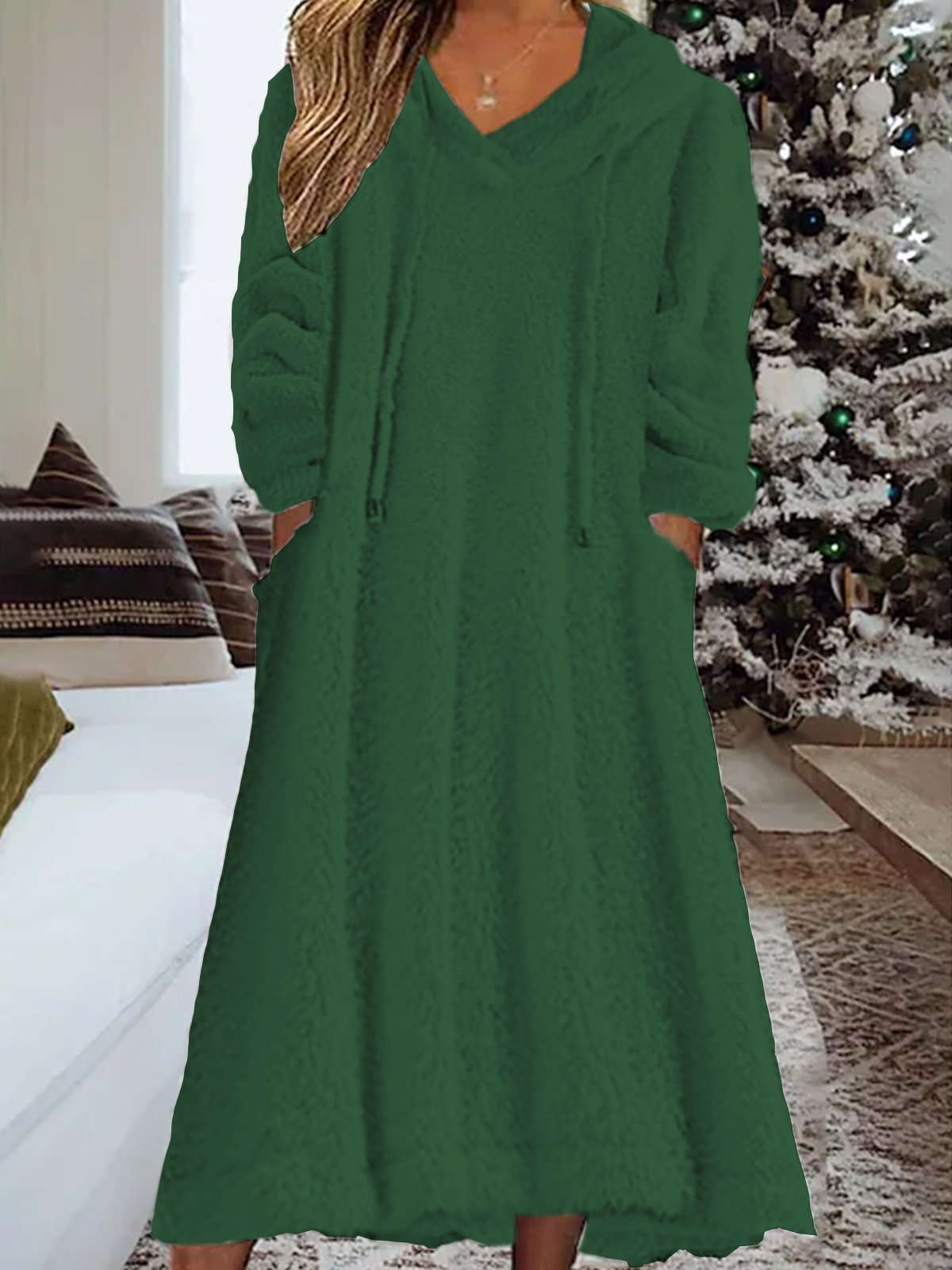 Lösa Ludd/granulär fleece Tyg Luvtröja Tillfällig Klänning