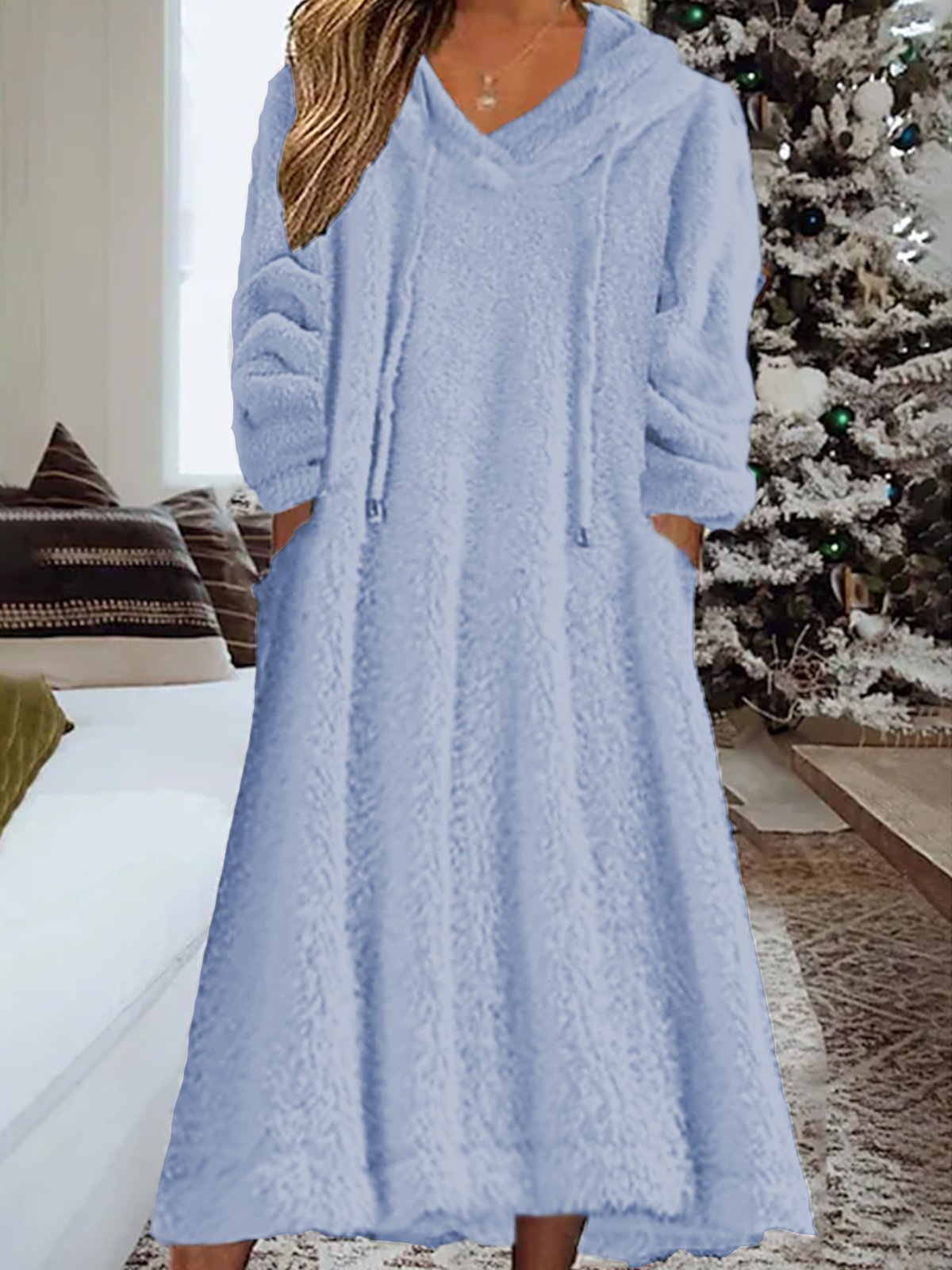Lösa Ludd/granulär fleece Tyg Luvtröja Tillfällig Klänning