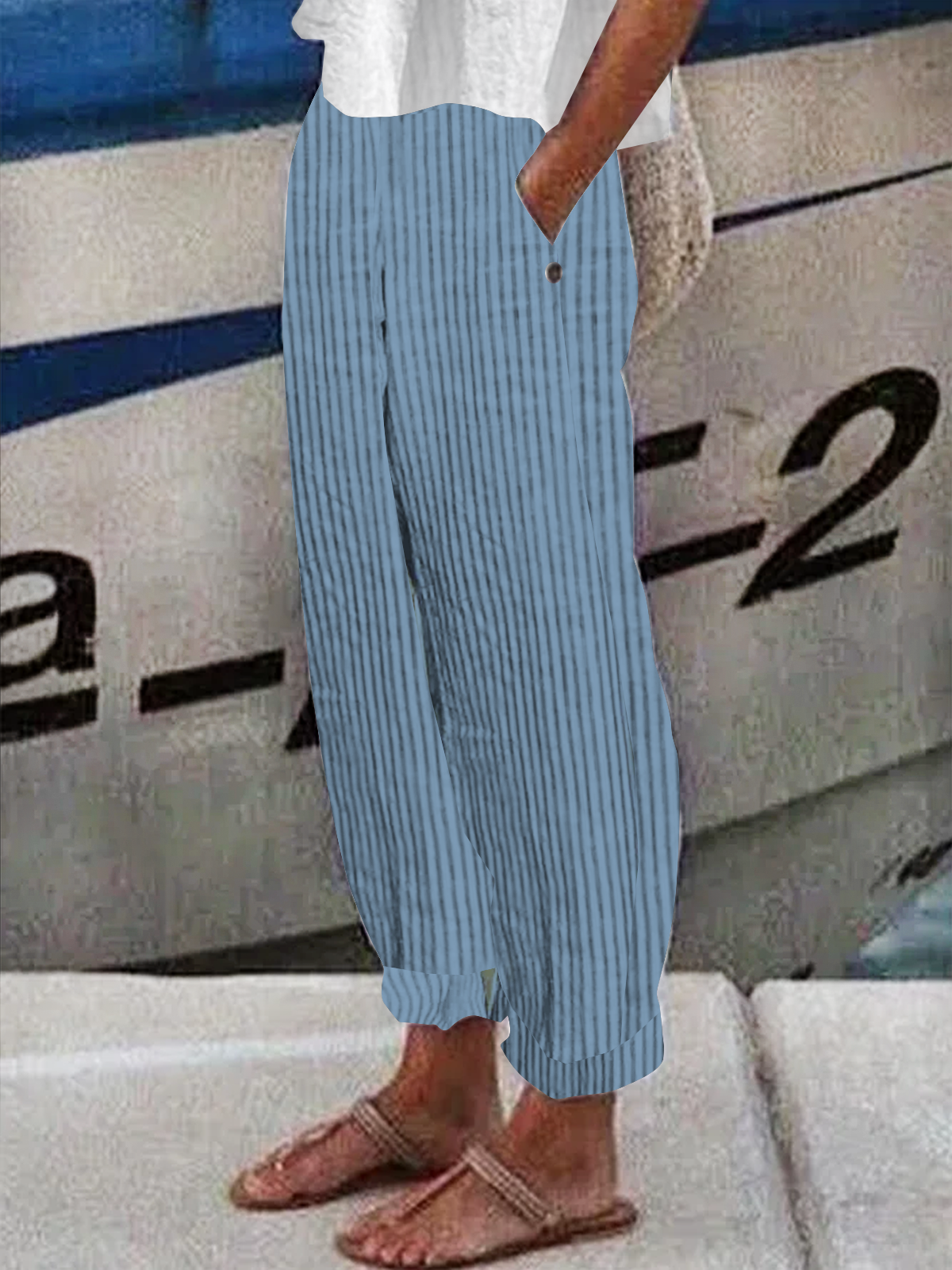Polyester  Knäppt Klassisk Geometri Byxor