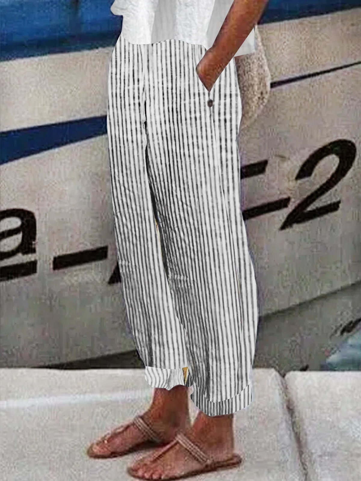 Polyester  Knäppt Klassisk Geometri Byxor