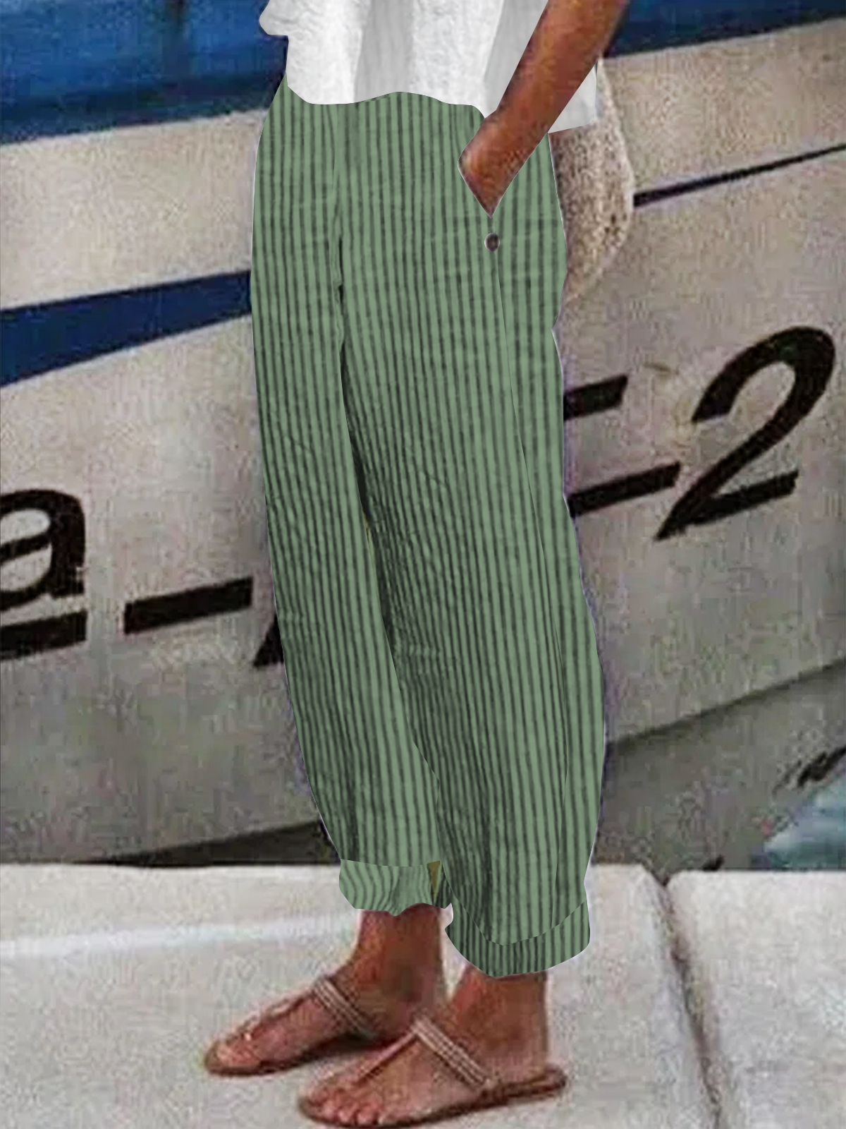 Polyester  Knäppt Klassisk Geometri Byxor