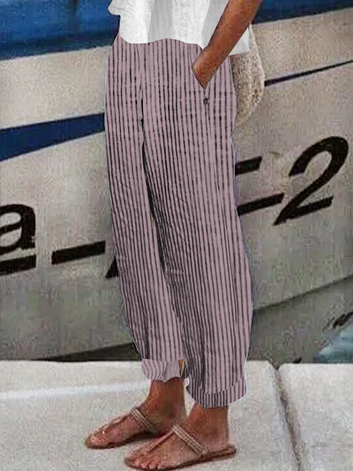 Polyester  Knäppt Klassisk Geometri Byxor