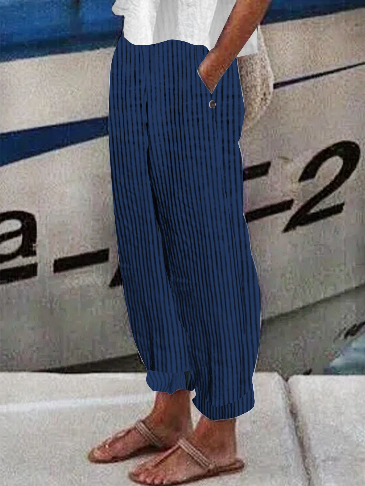 Polyester  Knäppt Klassisk Geometri Byxor