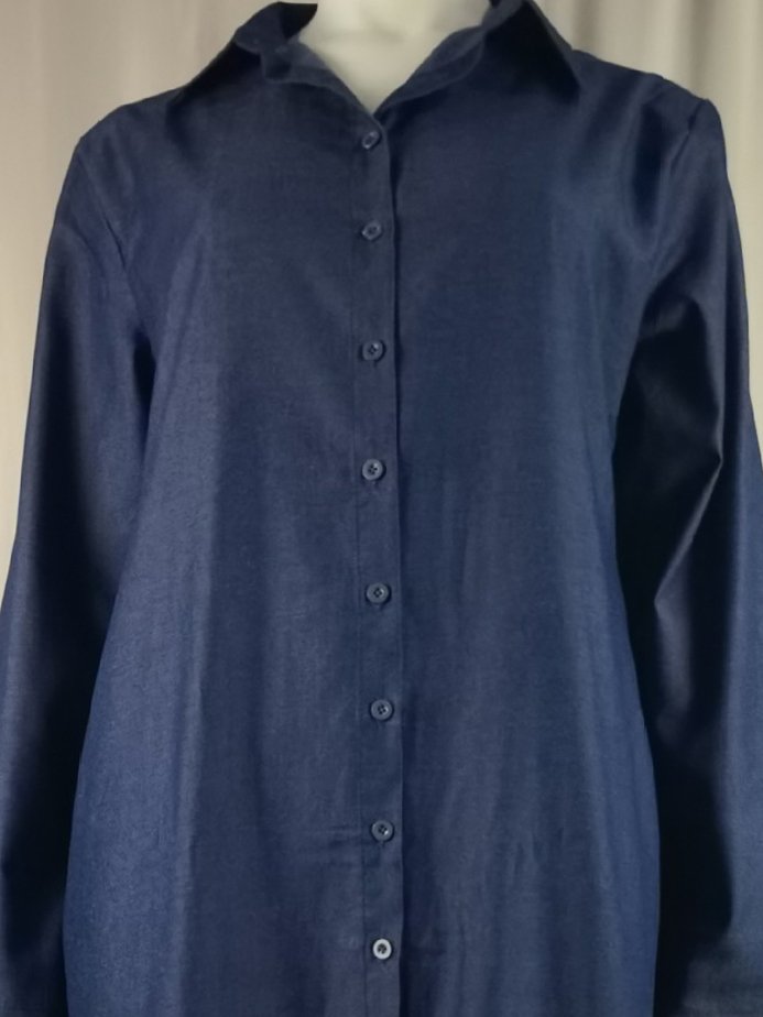 Tillfällig Lösa Denim Skjorta Lång Klänning Urban Pendling Damkläder