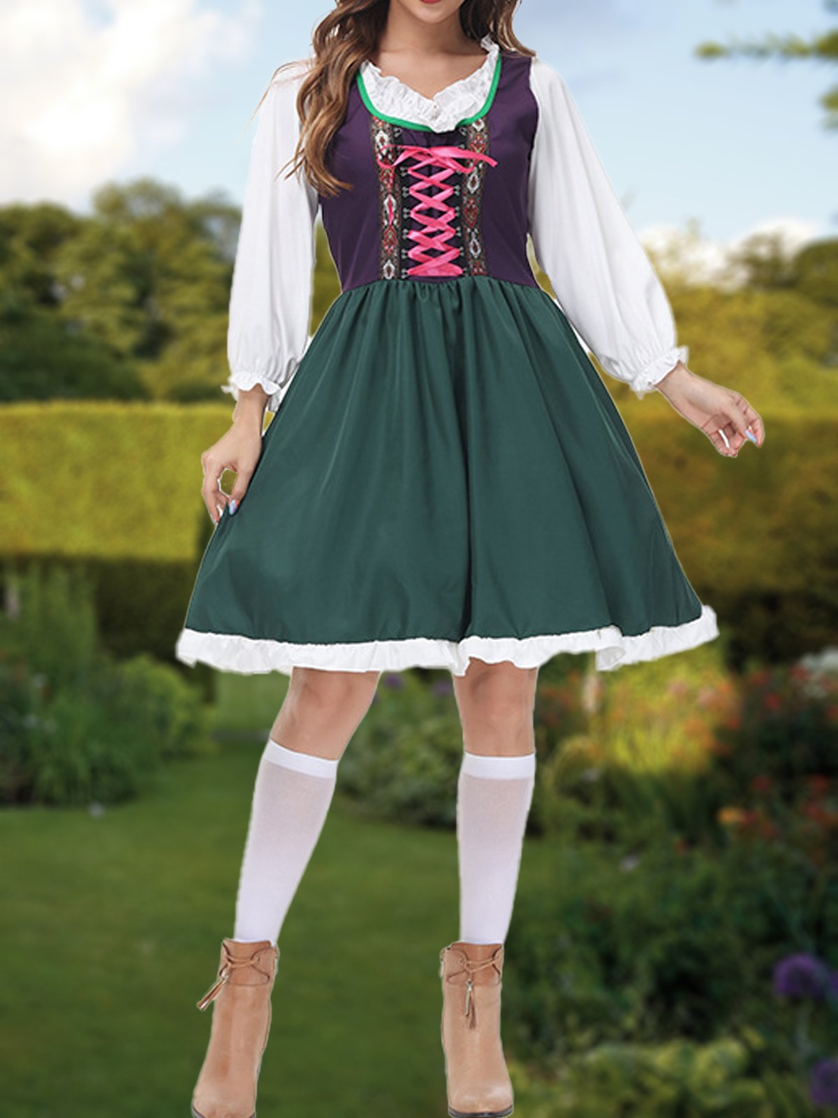 Semester Enkel Crew Neck Klänning Oktoberfest Kläder