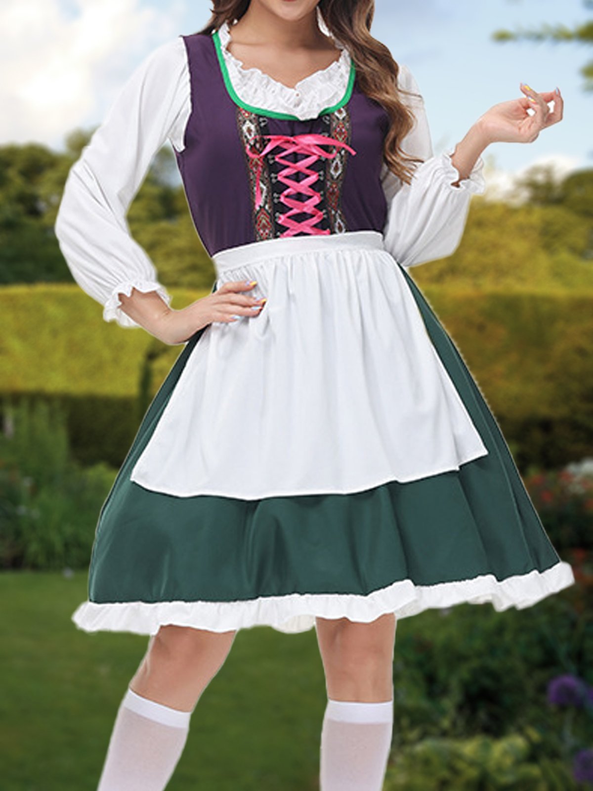 Semester Enkel Crew Neck Klänning Oktoberfest Kläder