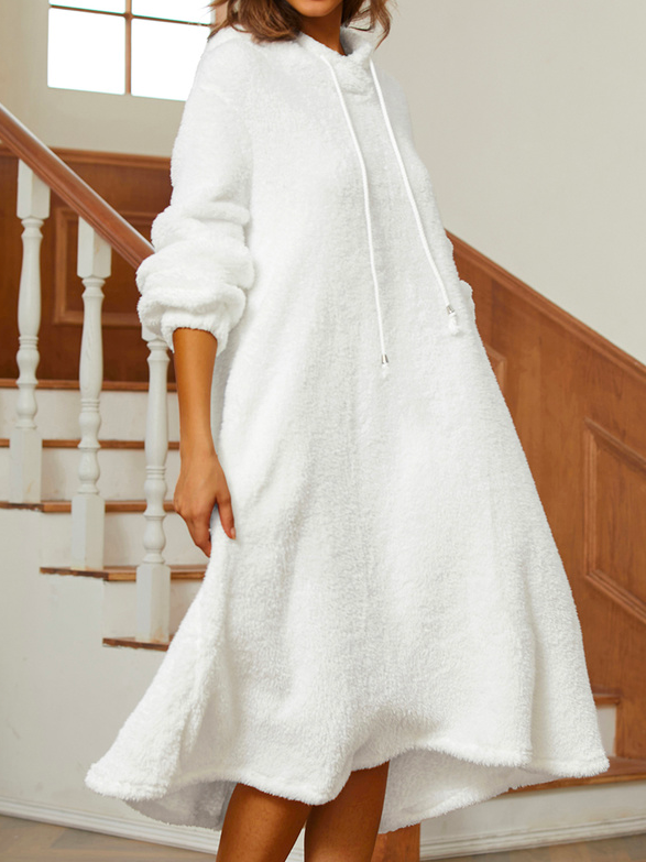 Lösa Ludd/granulär fleece Tyg Luvtröja Tillfällig Klänning