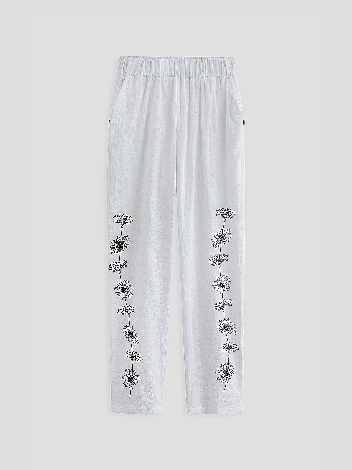 Tillfällig Lossa Fickor Blommig Byxor
