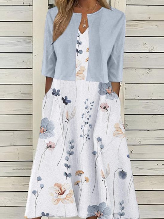 Slå in Lösa Blommig Elegant Tvådelad Uppsättning