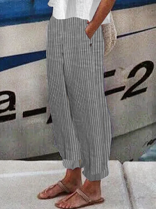 Polyester  Knäppt Klassisk Geometri Byxor