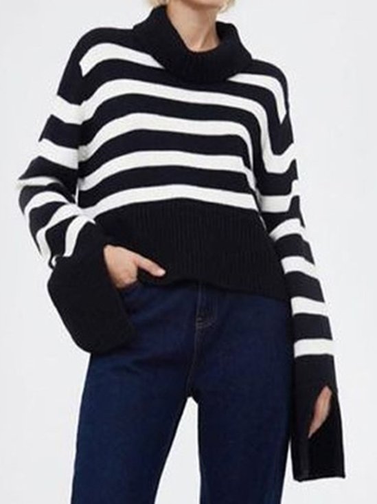 Tillfällig Randig Crew Neck Tröja