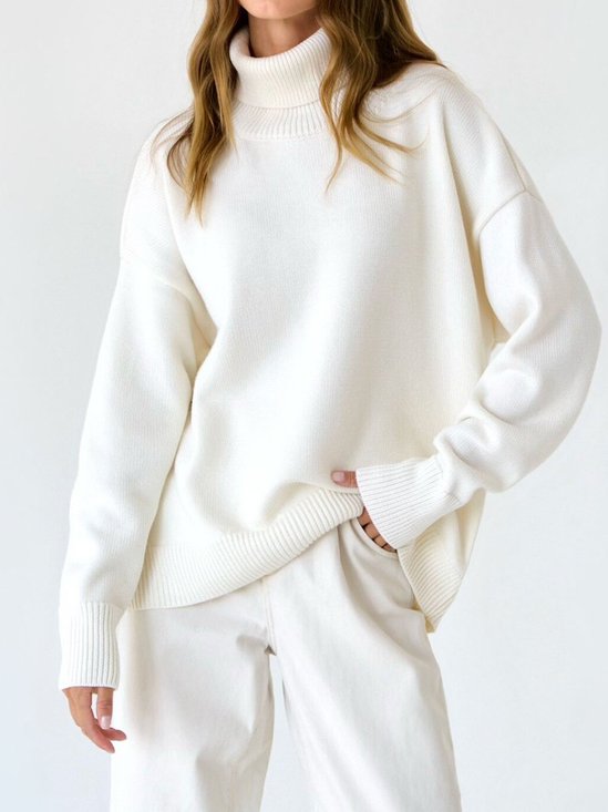 Tillfällig Enkel Crew Neck Regelbunden passa Tröja