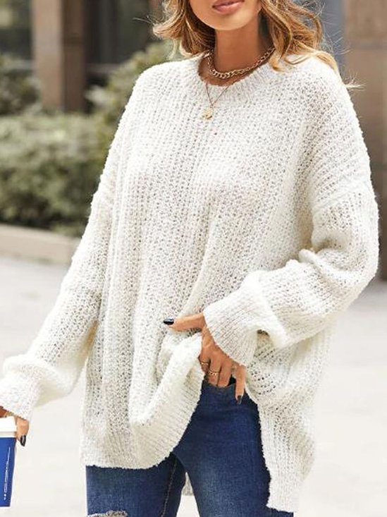 Tillfällig Enkel Crew Neck Tröja