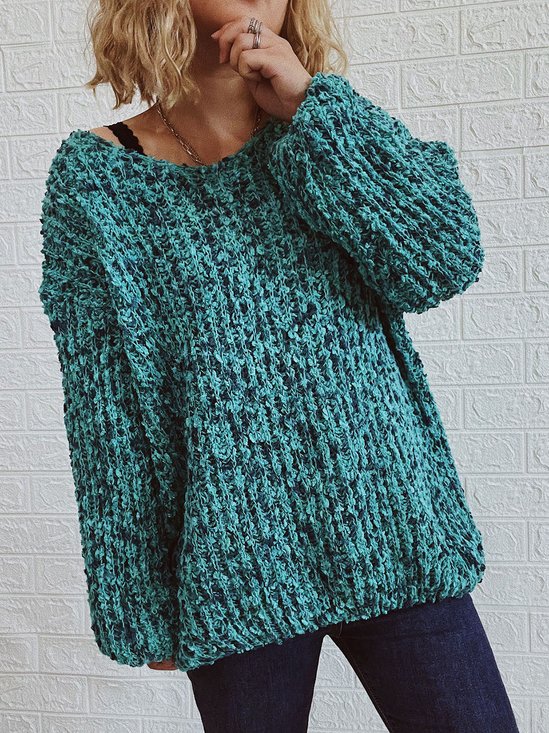 Tillfällig Enkel Crew Neck Regelbunden passa Tröja