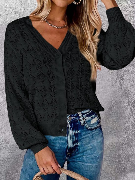 Tillfällig Enkel V-hals Cardigan