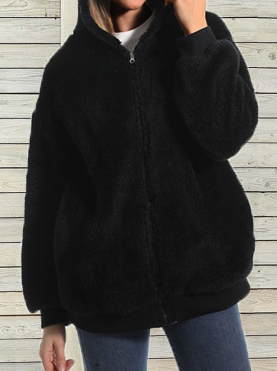 Luvtröja Lösa Tillfällig Teddy Jacka