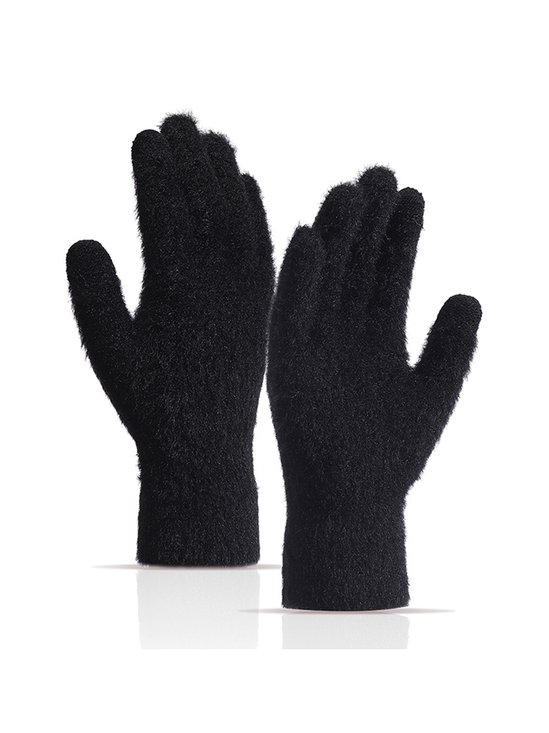 Fast Färg Imitation Mink Päls Värma Plus Skinna Pekskärm Handskar