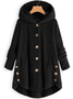 MYSIGT Långärmad Skinna Hooded Suddig Asymmetrisk Fålla Knapp Teddy Björn Täcka