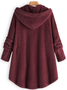 MYSIGT Långärmad Skinna Hooded Suddig Asymmetrisk Fålla Knapp Teddy Björn Täcka