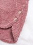 MYSIGT Långärmad Skinna Hooded Suddig Asymmetrisk Fålla Knapp Teddy Björn Täcka