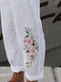 Boho Linné Lösa Blommig Tillfällig Byxor