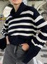 Tillfällig Randig Crew Neck Tröja