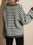 Ull/stickning V-hals Randig Tillfällig Tröja