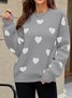 Hjärta/Codate Crew Neck Tillfällig Lösa Tröja