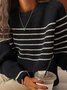 Tillfällig Randig Lösa Crew Neck Tröja